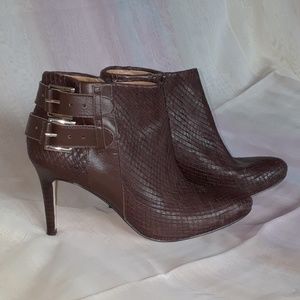Ann Taylor Brown "Snakeskin" Ankle Boots